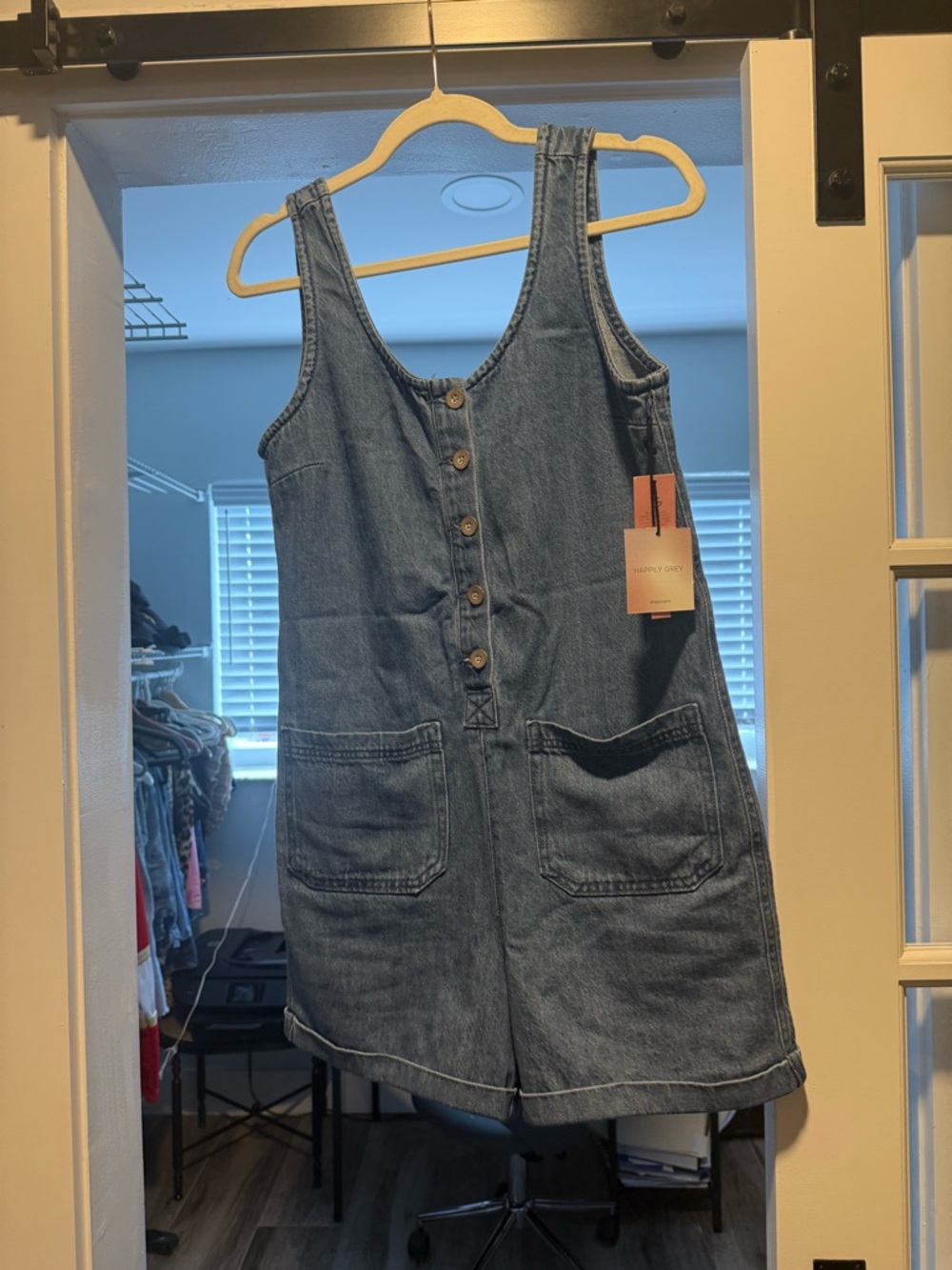Adorable denim short romper NWT